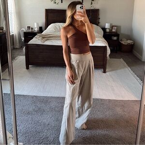 Abercrombie Linen Blend Wide Leg Pants